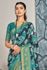 Sea Turtle Green Color Printed & Woven Modal Silk Saree