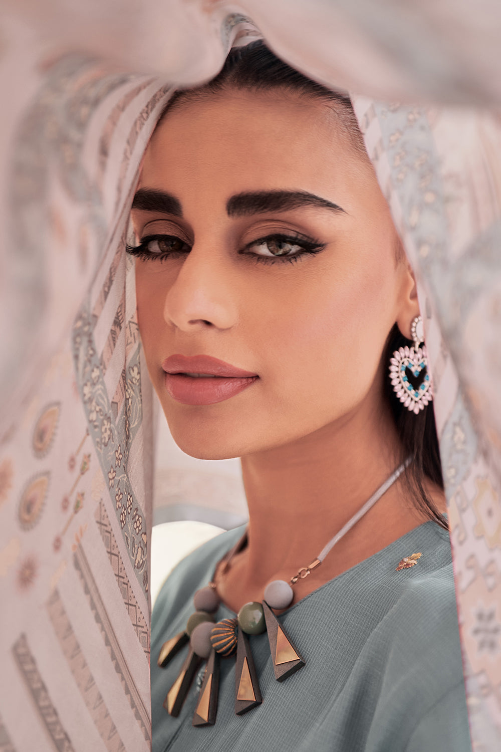 Grey Color Muslin Embroidered Unstitched Suit Material