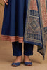Navy Neck-Printed Cotton Anarkali Suit