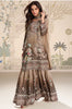 Brown Crepe Silk Mirror And Swarovski Embroidered Printed Suit With Gharara