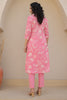 Pink Floral Printed Cotton Kurta Set
