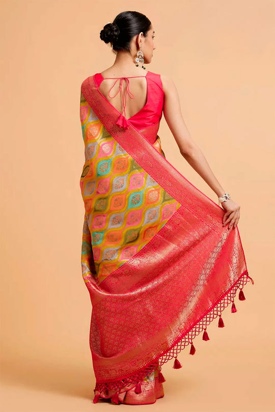 Multi-Color Khaddi Silk Woven Saree