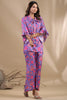 Purple Colour Muslin Printed Co-Ord Set