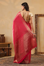 Rani Color Zari Woven Soft Silk Saree