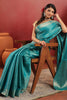 Teal Color Zari Woven Soft Silk Saree