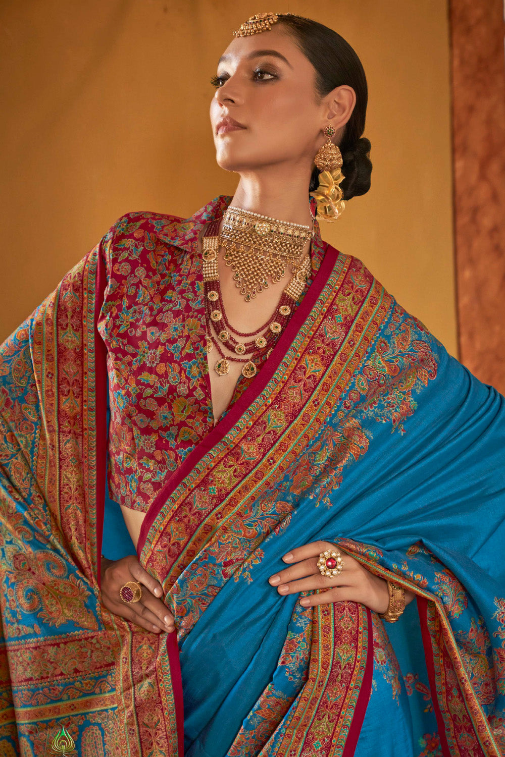 Blue Color Gajji Silk Printed Saree