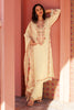 Cream Color Organza Floral Printed Unstitched Suit Fabric