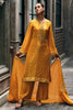 Mustard Color Organza Embroidered Unstitched Suit Material