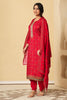 Maroon Silk Resham Woven Suit Set