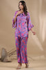 Purple Colour Muslin Printed Co-Ord Set
