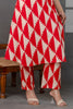 Beige And Red Printed Cotton Kurta Set