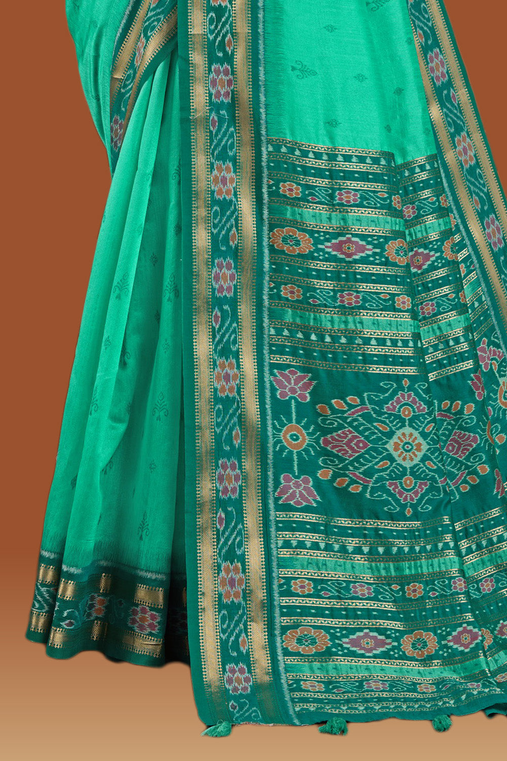 Sea Green Colour Maheshwari Cotton Woven Saree