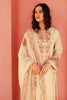 Cream Color Organza Floral Printed Unstitched Suit Fabric