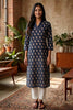 Navy Floral Printed Cotton Kurta