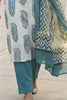 Cream And Blue Hand-Block Printed Cotton Suit