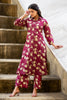 Wine Floral Vine Printed  Cotton Kurta Set