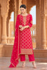 Red Crepe Silk Zari Woven And Embroidered Unstiched Suit Material