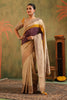 Beige & Mustard Pure Tussar Silk Woven And Embroidered Saree