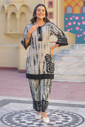 Black & Beige Cotton Shibori Printed Kurta Set