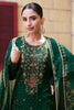 Bottle Green Silk Printed And Zardosi Work Unstitched Suit Material