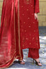 Red Silk Printed And Zardosi Work Unstitched Suit Material