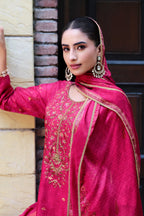 Rani Silk Printed And Zardosi Work Unstitched Suit Material
