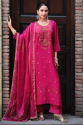 Rani Silk Printed And Zardosi Work Unstitched Suit Material