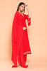 Red Color Georgette Designer Side Silts Sleeves Embroidered Anarkali Suit