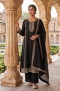 Black Crepe Silk Zari and Sequins Embroidered Anarkali Suit