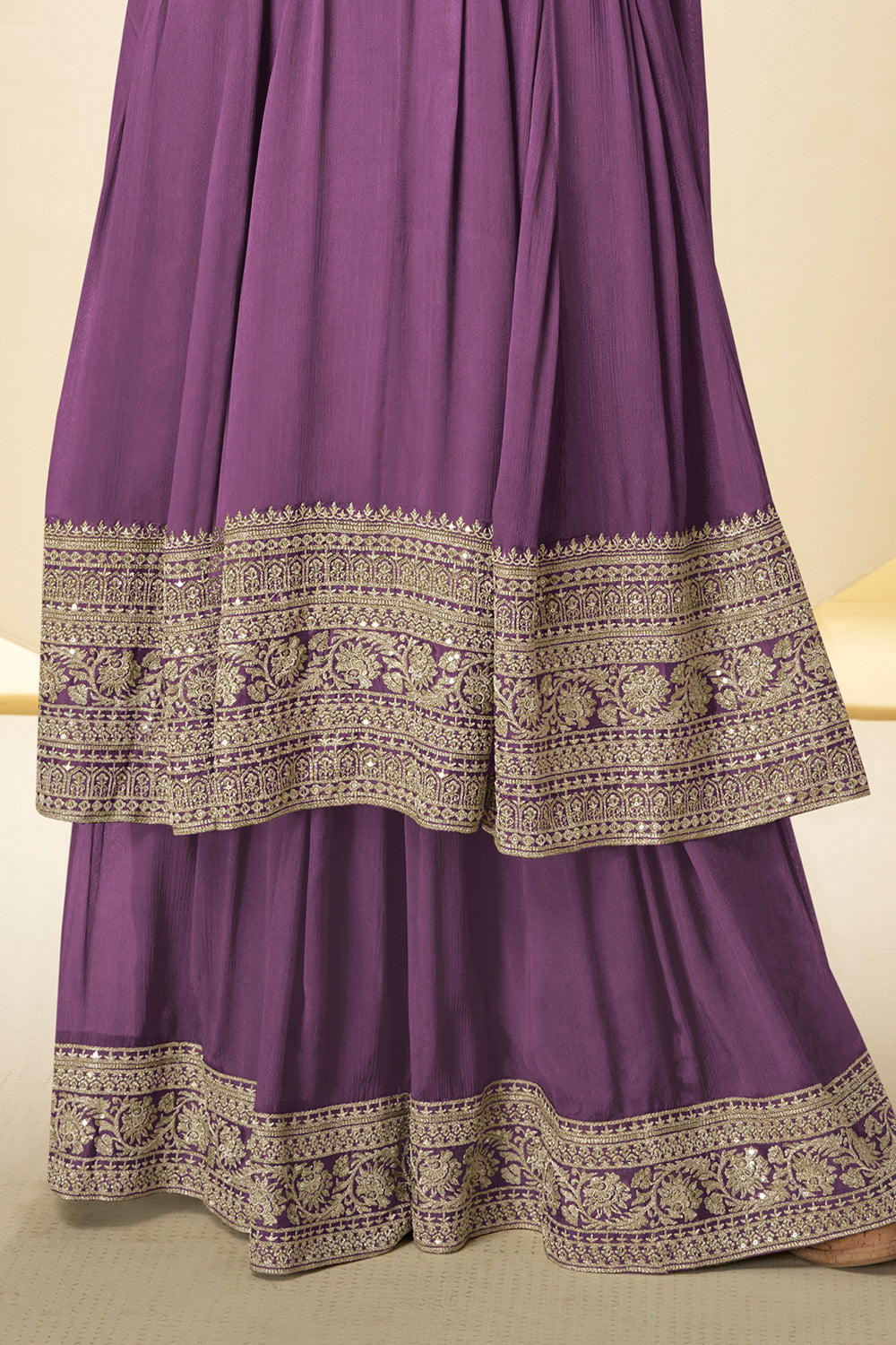 Crepe Silk Embroidered Anarkali Suit With Embroidered Sharara