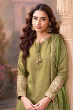 Green Embroidered Suits With Embroidered Pallazo