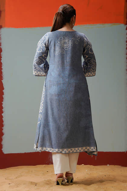 Grey Cotton Floral Printed Suit Set