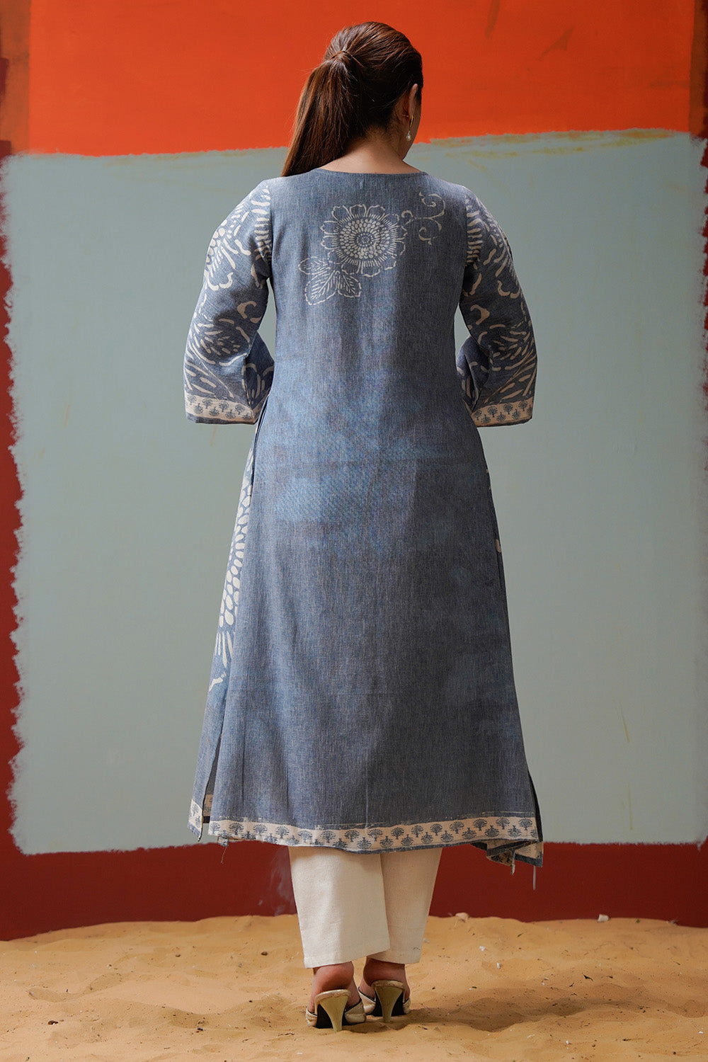 Grey Cotton Floral Printed Suit Set