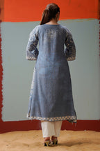 Grey Cotton Floral Printed Suit Set