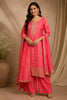 Peach Woven And Embroidered Silk Suit