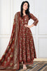 Maroon Cotton Floral Printed Anarkali Suit Set