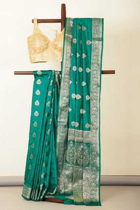 Teal Green Silk Zari Woven Saree