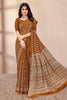 Brown Soft Georgette Floral Printed Saree