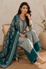 Grey And Teal Printed Chanderi Silk Suit