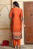 Rust Chanderi Silk Printed Straight Suit