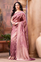 Mauve Tissue Silk Zari Woven Saree