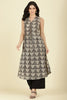 Black & Beige Cotton Printed Kurta With Palazzo