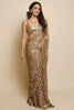 Fawn Color Georgette Sequins Embroidered Saree