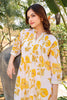 Cream & Yellow Cotton Floral Printed Kurta Set