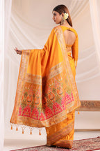 Mustard Soft Silk Kalamkari Woven Saree