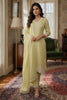 Pista Green Malmal Cotton Resham And Zari Embroidered Suit