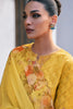 Mustard Printed And Embroidered Cotton Unstitched Suit
