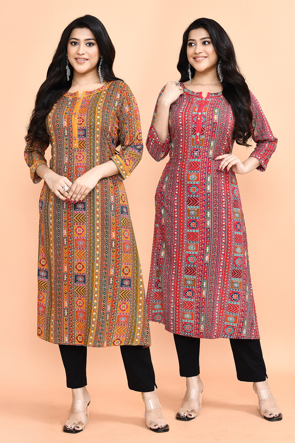 Mustard Color Muslin Ajrakh printed Kurti