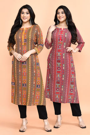 Mustard Color Muslin Ajrakh printed Kurti