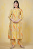 Yellow Cotton Printed Long Kurta Set